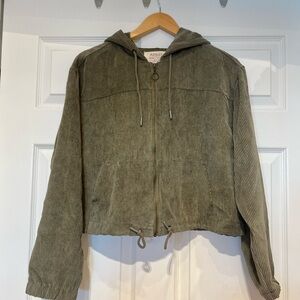 Olive Green Corduroy Zip-Up jacket